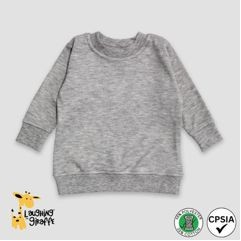 Baby Long Sleeve Pullover Heather Gray T Shirt 65% Polyester/35% Cotton- Laughing Giraffe®
