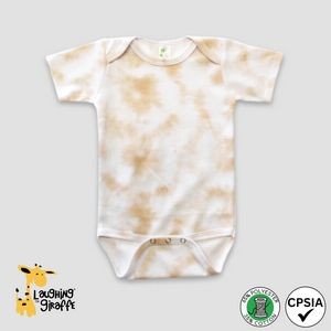 Baby Short Sleeve Bodysuit Latte 65% Polyester 35% Cotton- Laughing Giraffe®