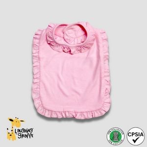 Pink or Lilac Baby Bibs with Ruffle Trim -2-Ply- 65% Polyester/35% Cotton Blend - Laughing Giraffe®