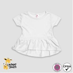 Baby Girls Short Sleeve Peplum Tops - White - 100% Polyester - Laughing Giraffe®