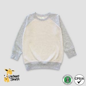 Toddler Raglan Pullover T-Shirts - Oatmeal/Heather - Polyester/Cotton Blend - Laughing Giraffe®