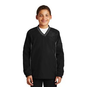 Youth Sport-Tek® Tipped V-Neck Raglan Wind Shirt