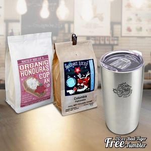 Direct Trade Specialty Coffee - Two Bags Gift, Free Bad Tiger Tumbler Gift