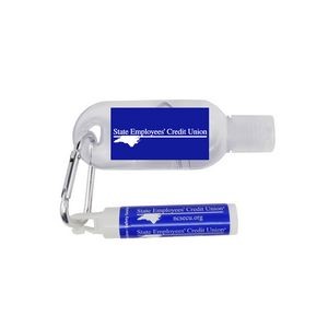 1 oz Tottle Antibacterial Hand Sanitizer With Carabiner + Clip Balm