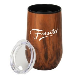14 Oz. Wood Tone Economy Stainless Steel Stemless Wine with Plastic lining