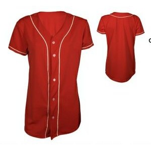 Women's Double Knit Pro Style Full Button Jersey Shirt w/ Soutache
