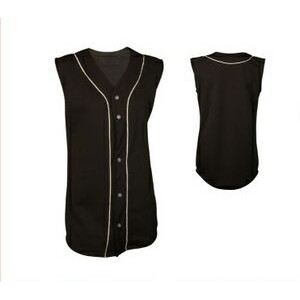 Women's 14 Oz. Double Knit Poly Sleeveless Pro Style Full Button Jersey Shirt w/ Soutache