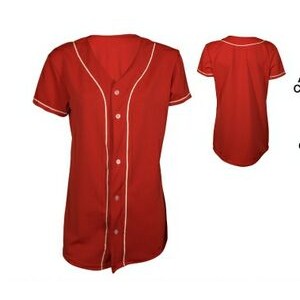 Girl's 14 Oz. Double Knit Poly Pro Style Full Button Jersey Shirt w/Soutache