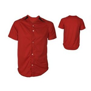 Youth Double Knit Poly-Pro Style Full Button Baseball Jersey Shirt w/ Contrast Front Insert