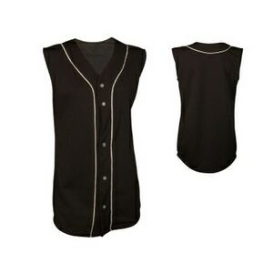 Girl's 14 Oz. Double Knit Poly Sleeveless Pro Style Full Button Jersey Shirt w/Soutache