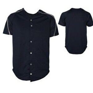 Youth Double Knit Poly Pro-Style Full Button Baseball Jersey Shirt w/ Contrast Piping Front