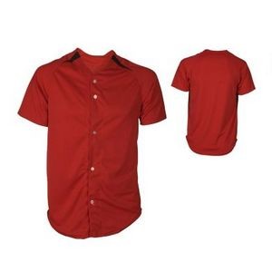 Adult Double Knit Poly Pro-Style Full Button Baseball Jersey Shirt w/ Contrast Front Insert