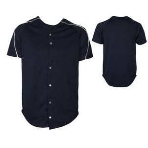 Adult Double Knit Poly Pro-Style Full Button Baseball Jersey Shirt w/Contrast Piping Front