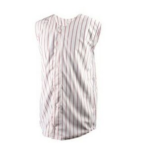 Women's Pinstripe Full Button Sleeveless Jersey Shirt