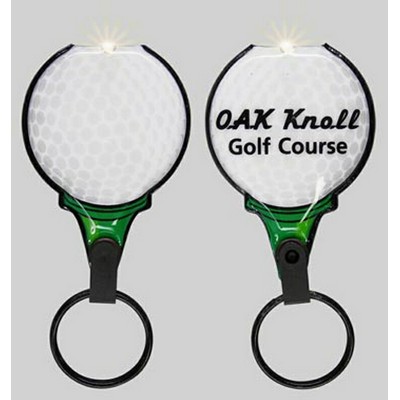 Light Up Golf Ball Keychain w/ White LED Light