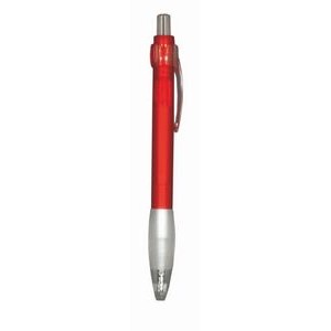 Ball Point Pen, Red -Clear Rubber Grip - Pad Printed