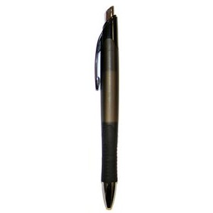 Ball Point Pen, Smoke - Black Pocket Clip - Black Rubber Grip - Pad Printed