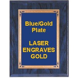 Blue Woodgrain Plaque - 6" x 8" W/ a 4" x 6" Teardrop Plate