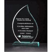 Jade Small Flame Green Acrylic Award w/ Base - 4 1/4"x9"