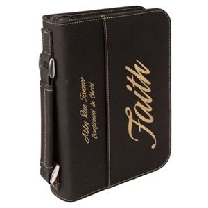 Leatherette Bible/Book Cover - Black/Engraves Gold