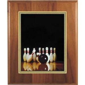 5" x 7" Cherry Plaque with a "Bowling" 3 7/8" x 5 7/8" Hi-Definition Plate