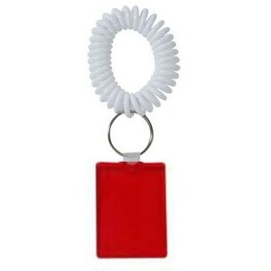 Rectangular Key Tag w/ Coil Wristband - Red