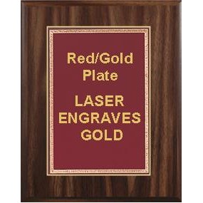 Walnut Plaque 5" x 7" - Red/Gold - 4" x 6" Florentine Plate