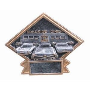 Small Diamond Plate 50's Theme Car Show Award - 4 1/2"x6"