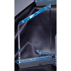 Blue Mirrored - Wedge Design - Acrylic Award w/ Black Base - 4 1/2