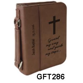 Leatherette Bible/Book Cover - Dark Brown/Engraves Black.