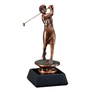 Golfer, Female - Electroplated Bronze Statue - 14
