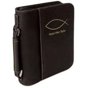 Leatherette Bible/Book Cover - Black/Engraves Gold.