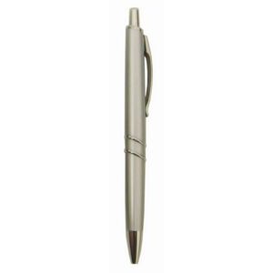 Ball Point Pen, Satin Silver - Metal Pocket Clip - Pad Printed