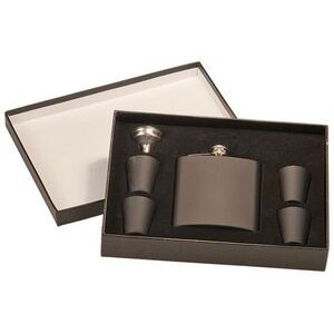 Flask w/Funnel Gift Set - Stainless Steel Matte Black - Engraved Flask