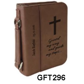 Leatherette Bible/Book Cover - Dark Brown/Engraves Black.