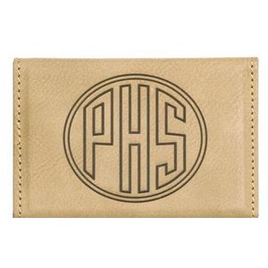 Business Card Holder - Light Brown Hard Leatherette