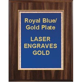 Walnut Plaque 5" x 7" - Blue/Gold - 4" x 6" Florentine Plate