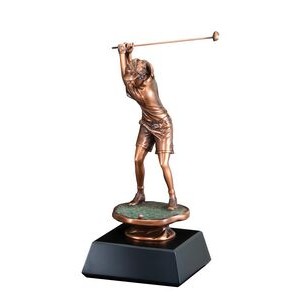 Golfer, Female - Electroplated Bronze Statue - 13" Tall