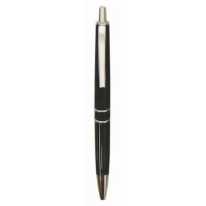 Ball Point Pen, Satin Black/Silver - Metal Pocket Clip - Pad Printed