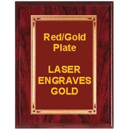 Red Woodgrain Plaque - 5" x 7" W/ a 4" x 6" Teardrop Plate