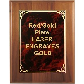 Cherry Plaque 6" x 8" - Red/Gold 3-7/8" x 5-7/8" Hi-Relief Plate