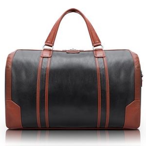 KINZIE | 20" Black Leather Two-Tone Tablet Carry-All Duffel | McKleinUSA