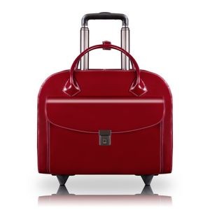 GRANVILLE | 15" Red Leather Wheeled Laptop Case | McKleinUSA