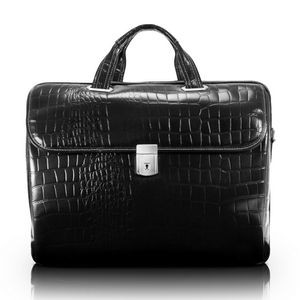 SERVANO | 13" Black Leather Laptop Briefcase | Siamod