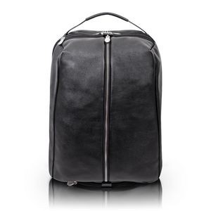 SOUTH SHORE | 17" Black Leather Carry-All Overnight Laptop & Tablet Backpack | McKleinUSA