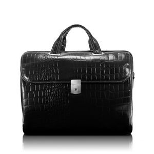 SETTEMBRE | 15" Black Leather Laptop Briefcase | Siamod