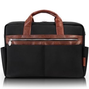 SOUTHPORT | 17" Black Nylon Two-Tone Dual-Compartment Laptop & Tablet Briefcase | McKleinUSA