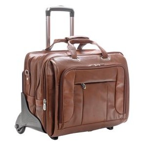WEST TOWN | 17" Brown Leather Detachable-Wheeled Laptop Case | McKleinUSA