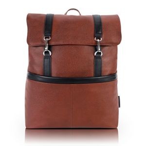 ELEMENT | 17" Brown Two-Tone Flap-Over Leather Laptop & Tablet Backpack | McKleinUSA