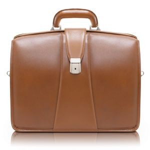 HARRISON | 17" Brown Leather Partners Laptop Briefcase | McKleinUSA